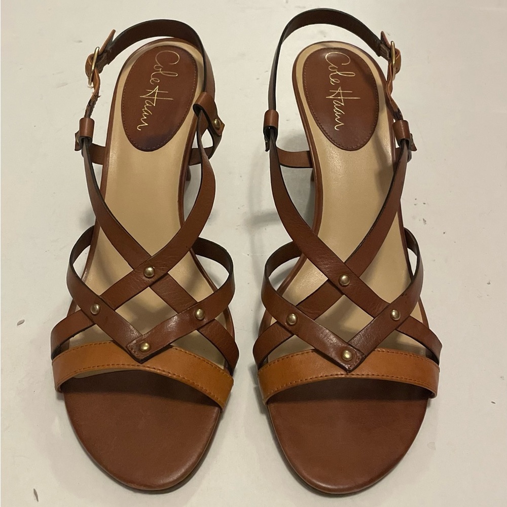 Cole Haan Brown and Tan Strappy Leather Sandals